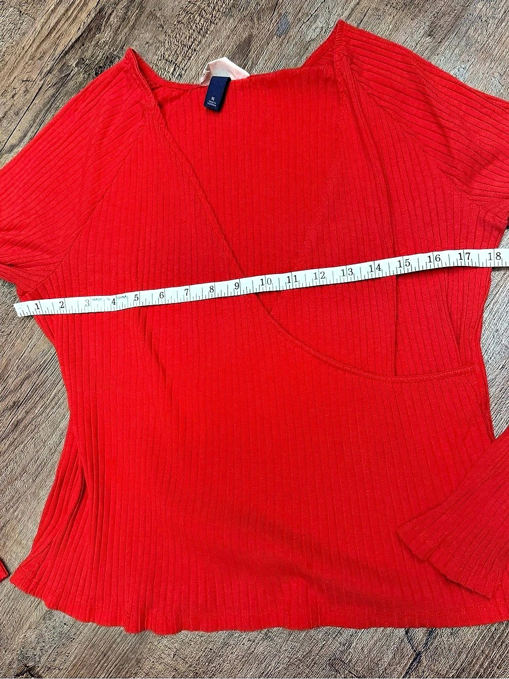 Universal Thread Red Ribbed Wrap Front Top Size XL - Picture 8 of 10